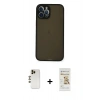 MARSİLYAN™- iPhone 12 Pro Max Kılıf Ahenk Çizgi Serisi - Siyah Mat Seramik Nano Ekran Koruyucu + Shine Kamera Lens - GD