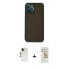 MARSİLYAN™- iPhone 12 Pro Max Kılıf Ahenk Çizgi Serisi - Siyah Mat Seramik Nano Ekran Koruyucu + Shine Kamera Lens - GD