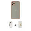 MARSİLYAN™- iPhone 12 Pro Max Kılıf Ahenk Çizgi Serisi - Siyah Mat Seramik Nano Ekran Koruyucu + Shine Kamera Lens - GD
