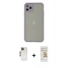 MARSİLYAN™- iPhone 12 Pro Max Kılıf Ahenk Çizgi Serisi - Siyah Mat Seramik Nano Ekran Koruyucu + Shine Kamera Lens - GD