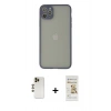 MARSİLYAN™- iPhone 12 Pro Max Kılıf Ahenk Çizgi Serisi - Siyah Mat Seramik Nano Ekran Koruyucu + Shine Kamera Lens - GD