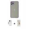 MARSİLYAN™- iPhone 12 Pro Max Kılıf Ahenk Çizgi Serisi - Siyah Mat Seramik Nano Ekran Koruyucu + Shine Kamera Lens - LT