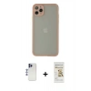 MARSİLYAN™- iPhone 12 Pro Max Kılıf Ahenk Çizgi Serisi - Siyah Mat Seramik Nano Ekran Koruyucu + Shine Kamera Lens - LT