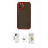 MARSİLYAN™- iPhone 12 Pro Max Kılıf Ahenk Çizgi Serisi - Siyah Mat Seramik Nano Ekran Koruyucu + Shine Kamera Lens - LT
