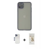 MARSİLYAN™- iPhone 12 Pro Max Kılıf Ahenk Çizgi Serisi - Siyah Mat Seramik Nano Ekran Koruyucu + Shine Kamera Lens - LT