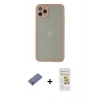 MARSİLYAN™- iPhone 12 Pro Max Kılıf Ahenk Çizgi Serisi - Siyah Mat Seramik Nano Ekran Koruyucu + Metal Kamera Lens Koruma Cam - GD