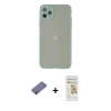 MARSİLYAN™- iPhone 12 Pro Max Kılıf Ahenk Çizgi Serisi - Siyah Mat Seramik Nano Ekran Koruyucu + Metal Kamera Lens Koruma Cam - GD