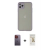 MARSİLYAN™- iPhone 12 Pro Max Kılıf Ahenk Çizgi Serisi - Siyah Mat Seramik Nano Ekran Koruyucu + Neon Fosforlu Kamera Lens - TU