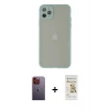 MARSİLYAN™- iPhone 12 Pro Max Kılıf Ahenk Çizgi Serisi - Siyah Mat Seramik Nano Ekran Koruyucu + Neon Fosforlu Kamera Lens - TU
