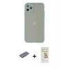MARSİLYAN™- iPhone 12 Pro Max Kılıf Ahenk Çizgi Serisi - Siyah Mat Seramik Nano Ekran Koruyucu + Renkli Kamera Lens Koruma Cam - PE