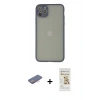 MARSİLYAN™- iPhone 12 Pro Max Kılıf Ahenk Çizgi Serisi - Siyah Mat Seramik Nano Ekran Koruyucu + Renkli Kamera Lens Koruma Cam - PE
