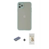 MARSİLYAN™- iPhone 12 Pro Max Kılıf Ahenk Çizgi Serisi - Siyah Mat Seramik Nano Ekran Koruyucu + Renkli Kamera Lens Koruma Cam - YL