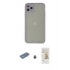 MARSİLYAN™- iPhone 12 Pro Max Kılıf Ahenk Çizgi Serisi - Siyah Mat Seramik Nano Ekran Koruyucu + Renkli Kamera Lens Koruma Cam - YL