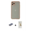 MARSİLYAN™- iPhone 12 Pro Max Kılıf Ahenk Çizgi Serisi - Siyah Mat Seramik Nano Ekran Koruyucu + Renkli Kamera Lens Koruma Cam - SI