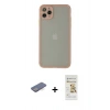 MARSİLYAN™- iPhone 12 Pro Max Kılıf Ahenk Çizgi Serisi - Siyah Mat Seramik Nano Ekran Koruyucu + Renkli Kamera Lens Koruma Cam - MI