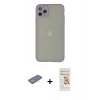 MARSİLYAN™- iPhone 12 Pro Max Kılıf Ahenk Çizgi Serisi - Siyah Mat Seramik Nano Ekran Koruyucu + Renkli Kamera Lens Koruma Cam - SI
