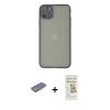 MARSİLYAN™- iPhone 12 Pro Max Kılıf Ahenk Çizgi Serisi - Siyah Mat Seramik Nano Ekran Koruyucu + Renkli Kamera Lens Koruma Cam - SI