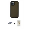 MARSİLYAN™- iPhone 12 Pro Max Kılıf Ahenk Çizgi Serisi - Siyah Mat Seramik Nano Ekran Koruyucu + Renkli Kamera Lens Koruma Cam - SI
