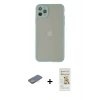 MARSİLYAN™- iPhone 12 Pro Max Kılıf Ahenk Çizgi Serisi - Siyah Mat Seramik Nano Ekran Koruyucu + Renkli Kamera Lens Koruma Cam - SI