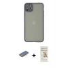 MARSİLYAN™- iPhone 12 Pro Max Kılıf Ahenk Çizgi Serisi - Siyah Mat Seramik Nano Ekran Koruyucu + Renkli Kamera Lens Koruma Cam - MI