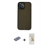 MARSİLYAN™- iPhone 12 Pro Max Kılıf Ahenk Çizgi Serisi - Siyah Mat Seramik Nano Ekran Koruyucu + Renkli Kamera Lens Koruma Cam - MI