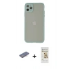 MARSİLYAN™- iPhone 12 Pro Max Kılıf Ahenk Çizgi Serisi - Siyah Mat Seramik Nano Ekran Koruyucu + Renkli Kamera Lens Koruma Cam - MI