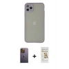 MARSİLYAN™- iPhone 12 Pro Max Kılıf Ahenk Çizgi Serisi - Siyah Mat Seramik Nano Ekran Koruyucu + Neon Fosforlu Kamera Lens - SI