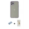 MARSİLYAN™- iPhone 12 Pro Max Kılıf Ahenk Çizgi Serisi - Siyah Mat Seramik Nano Ekran Koruyucu + Shine Kamera Lens Koruma Cam - MI