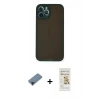MARSİLYAN™- iPhone 12 Pro Max Kılıf Ahenk Çizgi Serisi - Siyah Mat Seramik Nano Ekran Koruyucu + Shine Kamera Lens Koruma Cam - SH