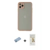 MARSİLYAN™- iPhone 12 Pro Max Kılıf Ahenk Çizgi Serisi - Siyah Mat Seramik Nano Ekran Koruyucu + Shine Kamera Lens Koruma Cam - MI