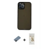 MARSİLYAN™- iPhone 12 Pro Max Kılıf Ahenk Çizgi Serisi - Siyah Mat Seramik Nano Ekran Koruyucu + Shine Kamera Lens Koruma Cam - SH