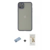 MARSİLYAN™- iPhone 12 Pro Max Kılıf Ahenk Çizgi Serisi - Siyah Mat Seramik Nano Ekran Koruyucu + Shine Kamera Lens Koruma Cam - MI