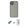 MARSİLYAN™- iPhone 12 Pro Max Kılıf Ahenk Çizgi Serisi - Siyah Mat Seramik Nano Ekran Koruyucu + Shine Kamera Lens Koruma Cam - SH