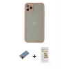 MARSİLYAN™- iPhone 12 Pro Max Kılıf Ahenk Çizgi Serisi - Siyah Mat Seramik Nano Ekran Koruyucu + Shine Kamera Lens Koruma Cam - SH