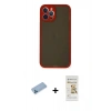 MARSİLYAN™- iPhone 12 Pro Max Kılıf Ahenk Çizgi Serisi - Siyah Mat Seramik Nano Ekran Koruyucu + Shine Kamera Lens Koruma Cam - MI