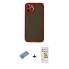 MARSİLYAN™- iPhone 12 Pro Max Kılıf Ahenk Çizgi Serisi - Siyah Mat Seramik Nano Ekran Koruyucu + Shine Kamera Lens Koruma Cam - GS