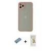 MARSİLYAN™- iPhone 12 Pro Max Kılıf Ahenk Çizgi Serisi - Siyah Mat Seramik Nano Ekran Koruyucu + Shine Kamera Lens Koruma Cam - GS