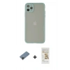 MARSİLYAN™- iPhone 12 Pro Max Kılıf Ahenk Çizgi Serisi - Siyah Mat Seramik Nano Ekran Koruyucu + Shine Kamera Lens Koruma Cam - SH