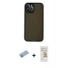 MARSİLYAN™- iPhone 12 Pro Max Kılıf Ahenk Çizgi Serisi - Siyah Mat Seramik Nano Ekran Koruyucu + Shine Kamera Lens Koruma Cam - MI