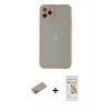 MARSİLYAN™- iPhone 12 Pro Max Kılıf Ahenk Çizgi Serisi - Siyah Mat Seramik Nano Ekran Koruyucu + Sierra Blue Shine Kamera Lens Koruma Cam