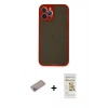 MARSİLYAN™- iPhone 12 Pro Max Kılıf Ahenk Çizgi Serisi - Siyah Mat Seramik Nano Ekran Koruyucu + Sierra Blue Shine Kamera Lens Koruma Cam