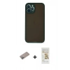 MARSİLYAN™- iPhone 12 Pro Max Kılıf Ahenk Çizgi Serisi - Siyah Mat Seramik Nano Ekran Koruyucu + Sierra Blue Shine Kamera Lens Koruma Cam