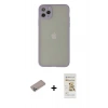 MARSİLYAN™- iPhone 12 Pro Max Kılıf Ahenk Çizgi Serisi - Siyah Mat Seramik Nano Ekran Koruyucu + Sierra Blue Shine Kamera Lens Koruma Cam