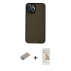 MARSİLYAN™- iPhone 12 Pro Max Kılıf Ahenk Çizgi Serisi - Siyah Mat Seramik Nano Ekran Koruyucu + Sierra Blue Shine Kamera Lens Koruma Cam