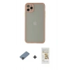 MARSİLYAN™- iPhone 12 Pro Max Kılıf Ahenk Çizgi Serisi - Siyah Mat Seramik Nano Ekran Koruyucu + Siyah Metal Kamera Lens Koruma Cam