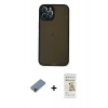 MARSİLYAN™- iPhone 12 Pro Max Kılıf Ahenk Çizgi Serisi - Siyah Mat Seramik Nano Ekran Koruyucu + Siyah Metal Kamera Lens Koruma Cam