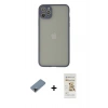 MARSİLYAN™- iPhone 12 Pro Max Kılıf Ahenk Çizgi Serisi - Siyah Mat Seramik Nano Ekran Koruyucu + Siyah Metal Kamera Lens Koruma Cam