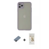 MARSİLYAN™- iPhone 12 Pro Max Kılıf Ahenk Çizgi Serisi - Siyah Mat Seramik Nano Ekran Koruyucu + Siyah Metal Kamera Lens Koruma Cam