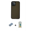 MARSİLYAN™- iPhone 12 Pro Max Kılıf Ahenk Çizgi Serisi - Siyah Polymer Nano Ekran Koruyucu + Shine Kamera Lens Koruma Cam - GS