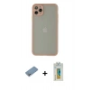 MARSİLYAN™- iPhone 12 Pro Max Kılıf Ahenk Çizgi Serisi - Siyah Polymer Nano Ekran Koruyucu + Shine Kamera Lens Koruma Cam - GS